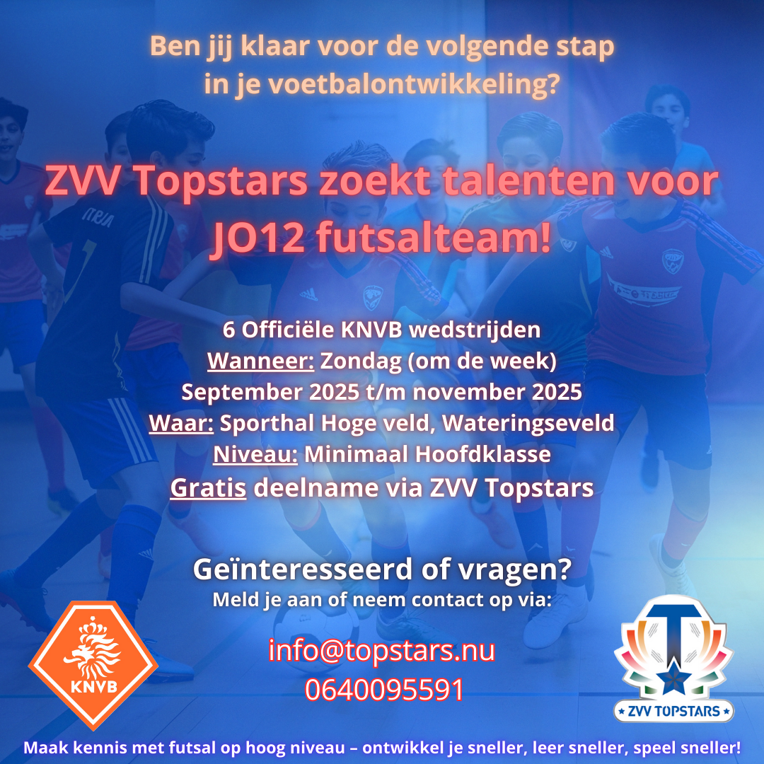 Aanmelden Jeugdfutsal bij ZVV Topstars
